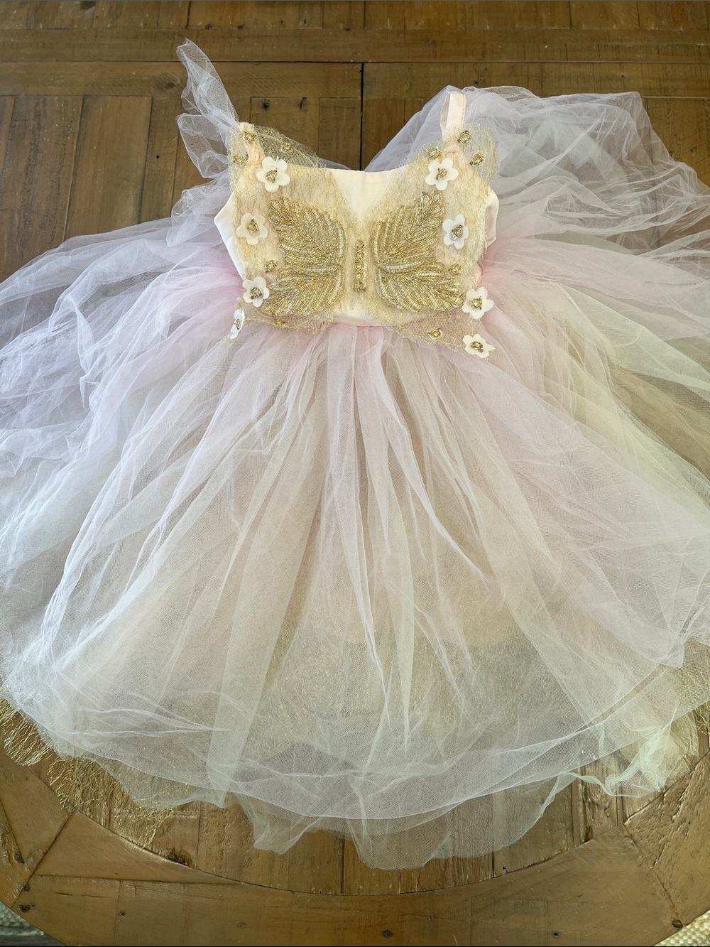 Pottery barn kids pink and gold metallic butterfly princess tutu dress Halloween